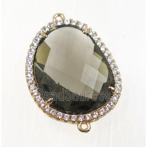 gemstone connector paved zircon, gold plated