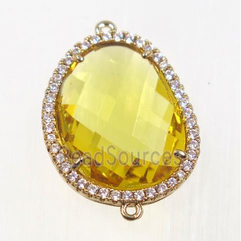 gemstone connector paved zircon, gold plated