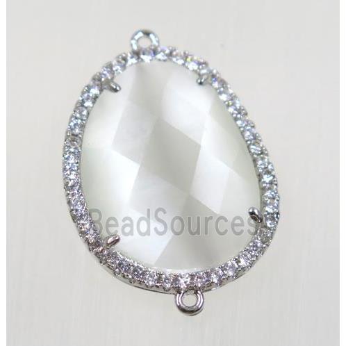 gemstone connector paved zircon, platinum plated