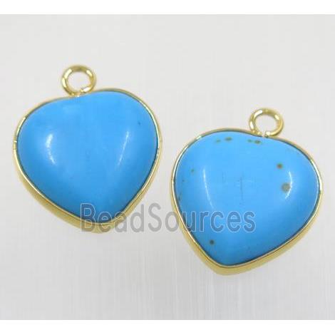 blue dye turquoise heart pendant