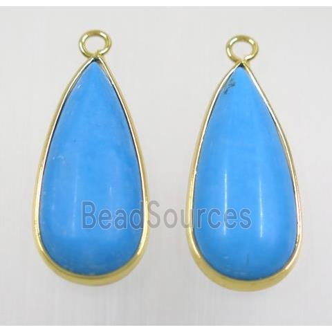 blue dye turquoise teardrop pendant