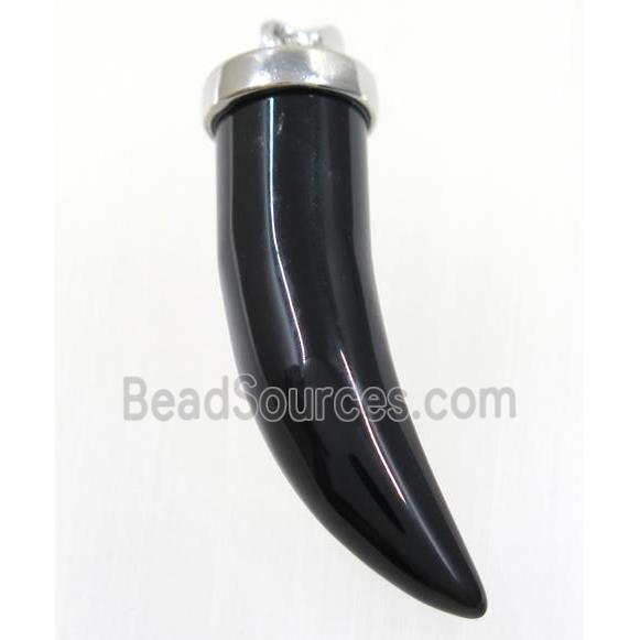 black agate horn pendant