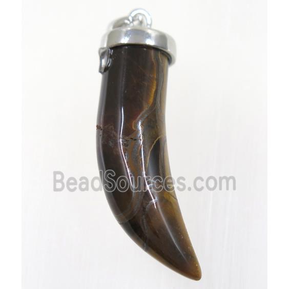 tiger eye stone horn pendant