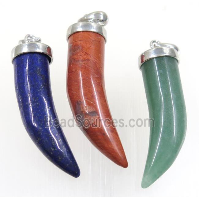 mix gemstone horn pendant