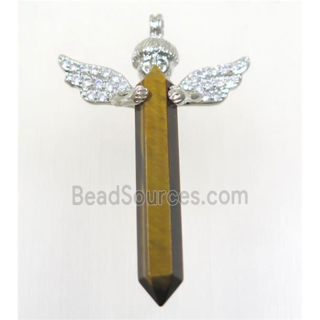 gemstone pendant, angel, platinum plated