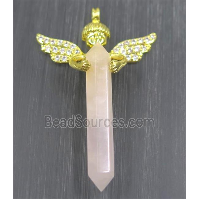 gemstone pendant, angel, gold plated