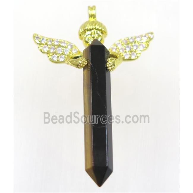 gemstone pendant, angel, gold plated