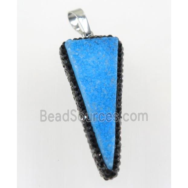 gemstone pendant paved rhinestone, triangle