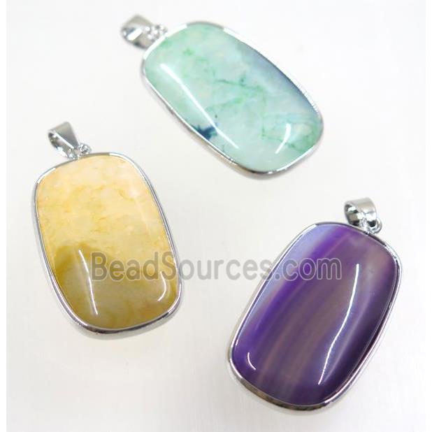 Agate rectangle pendant, mix color