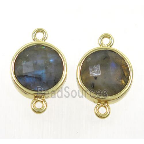 Labradorite circle connector, gold plated