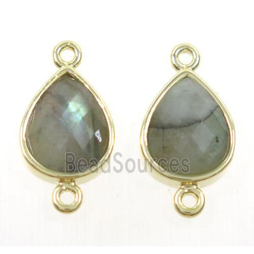 Labradorite teardrop connector, gold plated