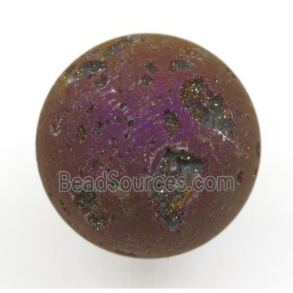 purple round Agate druzy ball charms, no-hole