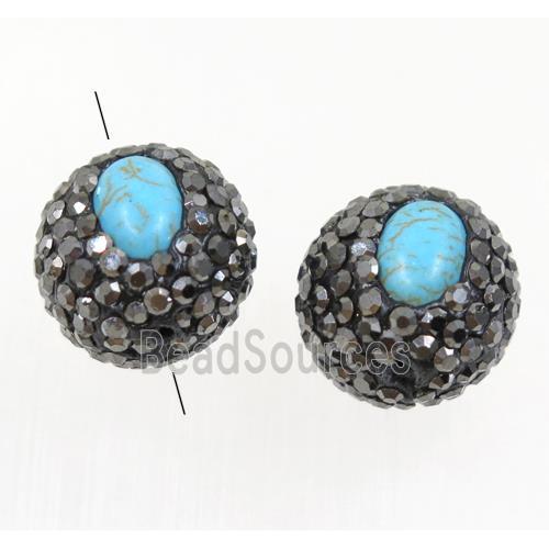 round clay beads paved rhinestone