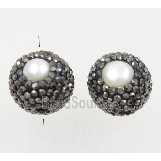 clay beads paved rhinestone, round