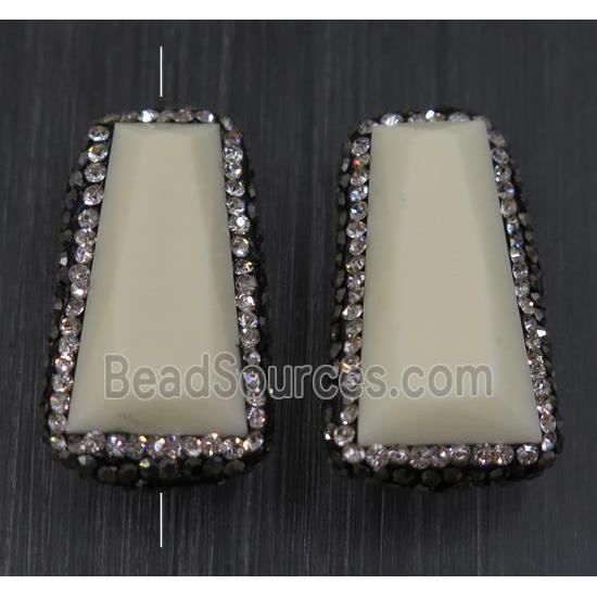 white Resin bead paved rhinestone