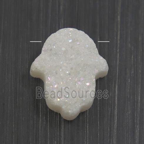 white AB-color Druzy Agate Hamsahand pendant