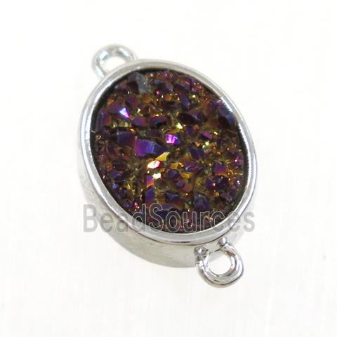 purple Druzy Quartz oval connector