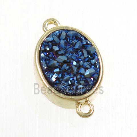 blue Druzy Quartz oval connector