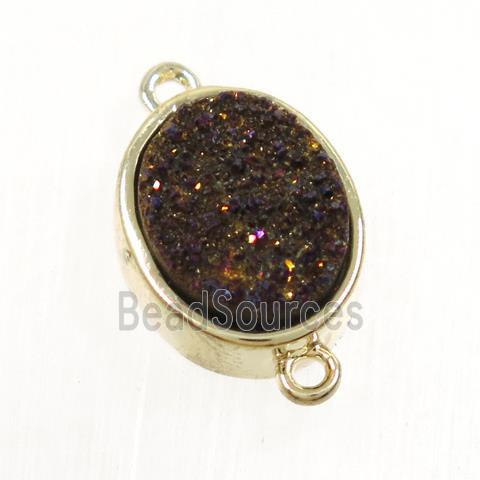 purple Druzy Quartz oval connector