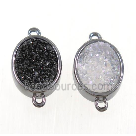 mix color Druzy Quartz oval connector