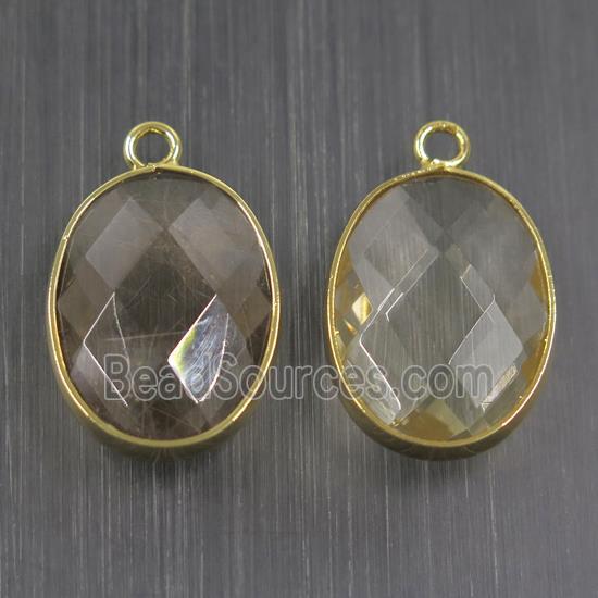 clear crystal glass pendant, faceted oval