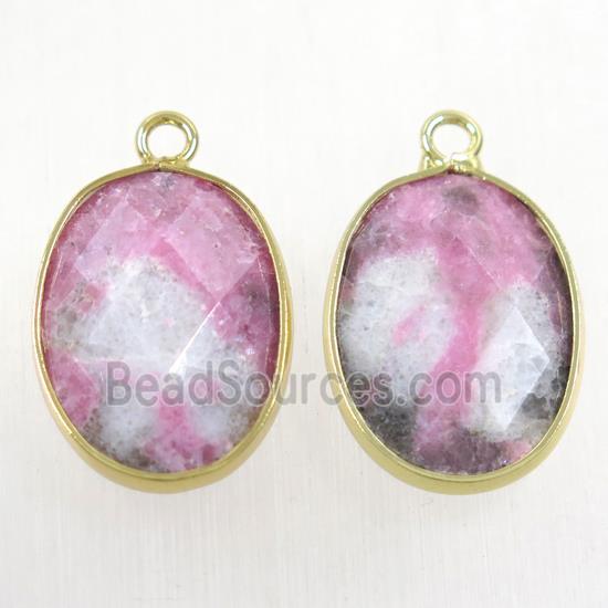 pink jade pendant, faceted oval