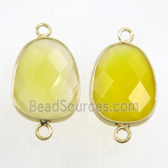 yellow crystal glass connector, faceted teardrop