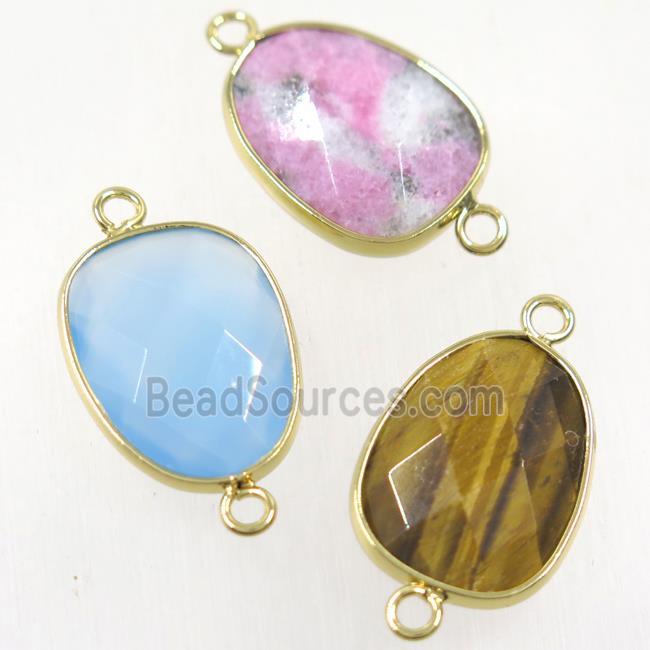 mix gemstone connector, gold plated