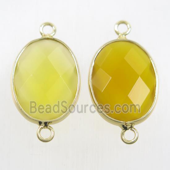 yellow crystal glass connector, faceted oval