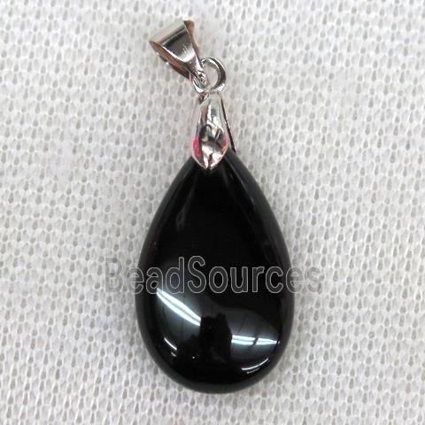 black Onyx Agate teardrop pendant