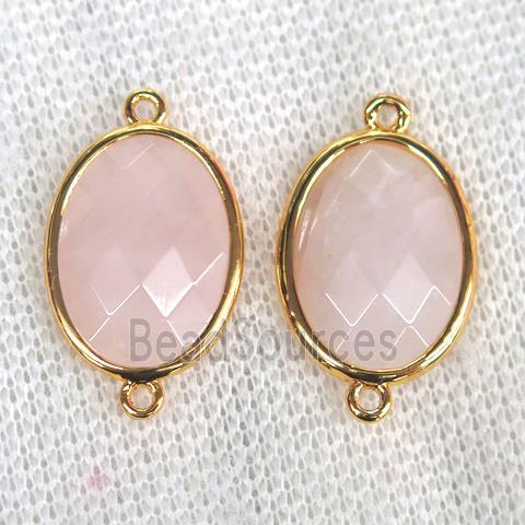 Rose Quartz connector, faceted oval