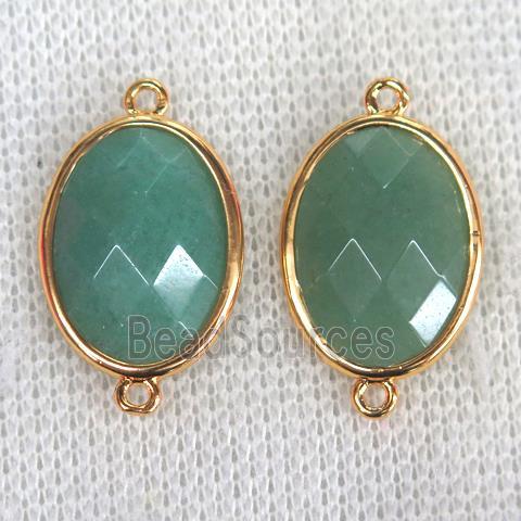 green Aventurine connector, faceted oval