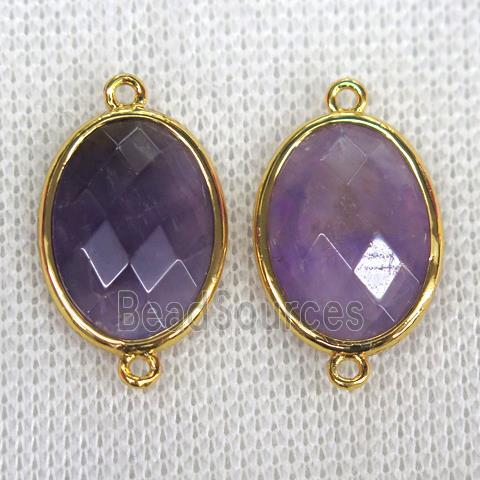 purple Amethyst connector, faceted oval