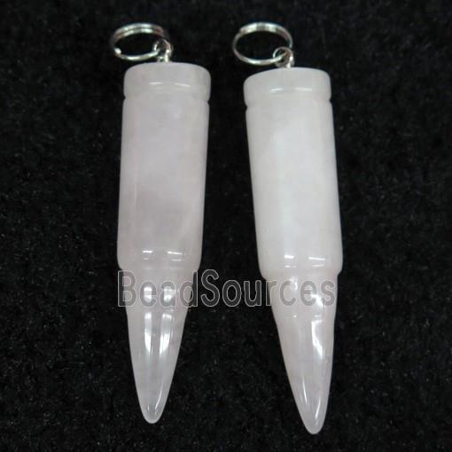 Rose Quartz bullet pendant, pink