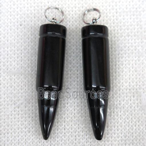 black Agate Onyx bullet pendant