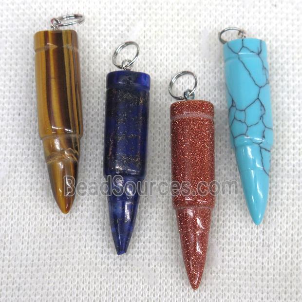 mix gemstone bullet pendant