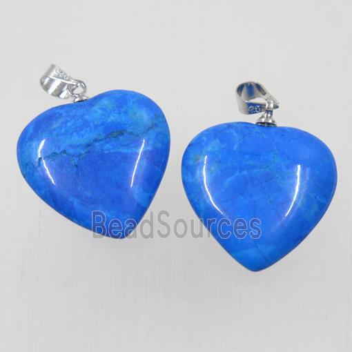 blue dye Turquoise heart pendant