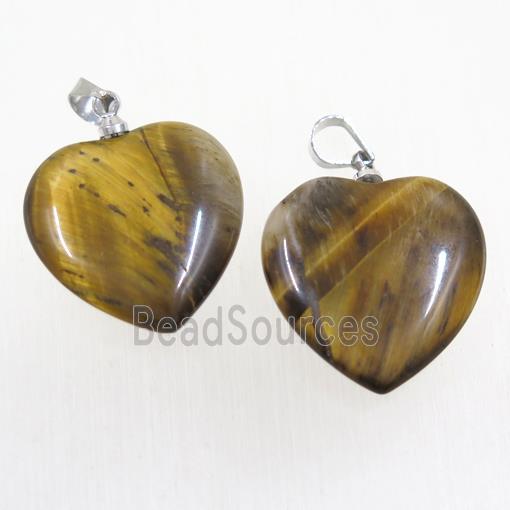 yellow Tiger eye stone heart pendant