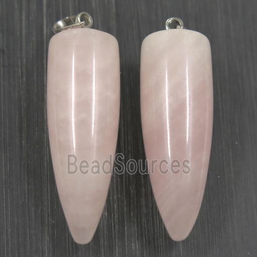 Rose Quartz bullet pendant, pink