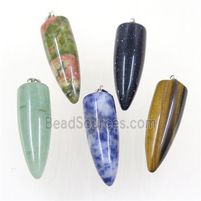 mix gemstone bullet pendant