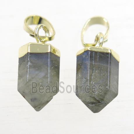 Labradorite bullet pendants, gold plated