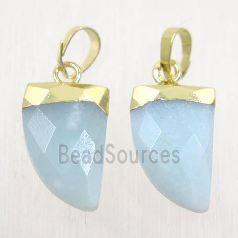 blue Aventurine horn pendants, gold plated