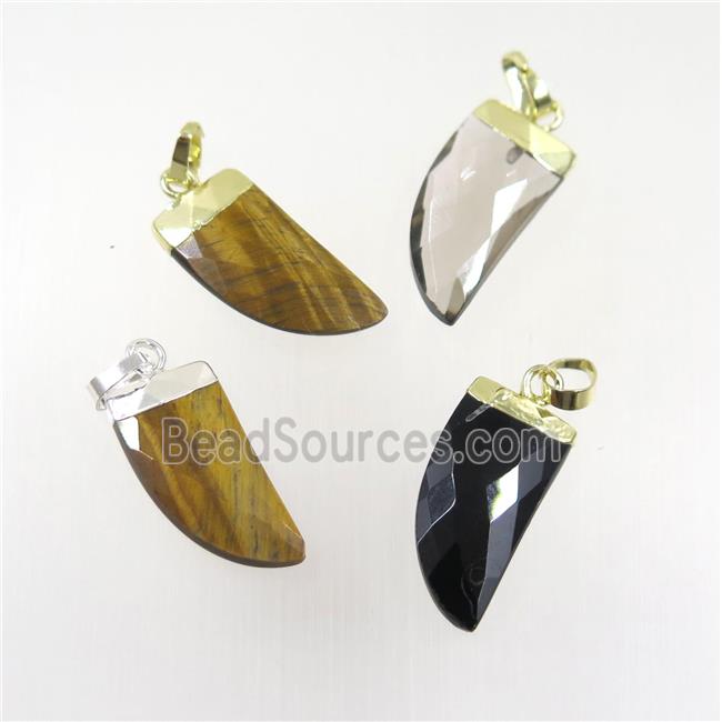 mixed gemstone horn pendants, gold plated