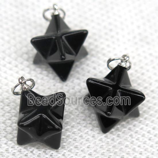 black Onyx Agate pendant, star