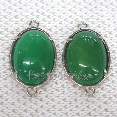 green Chalcedony connector, oval