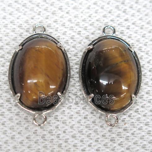 Tiger eye stone connector, oval