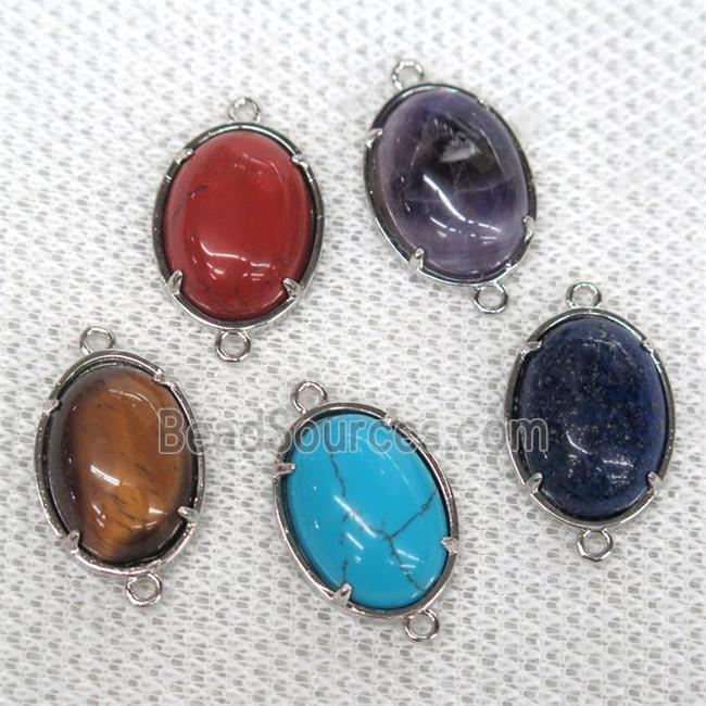 mix gemstone connector, oval