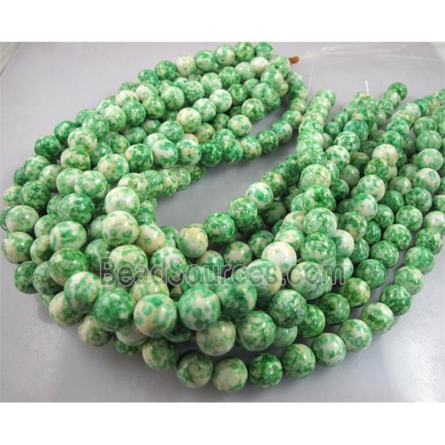 rainforest stone beads, green, stability, round