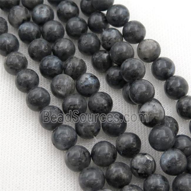 black Labradorite stone beads, synthetic, round