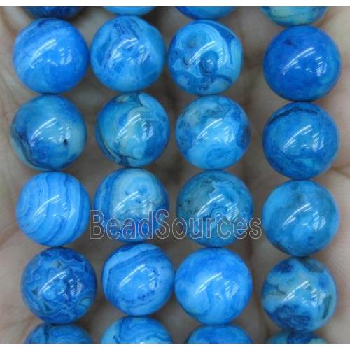 round blue Crazy Lace Agate Beads, dye